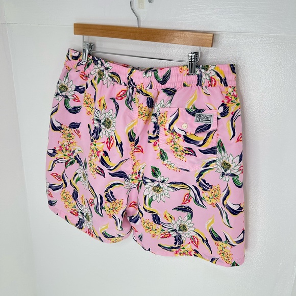 Polo Ralph Lauren Swim Trunks XXL Pink Floral Lined Resortwear Beach Shorts - Picture 7 of 13